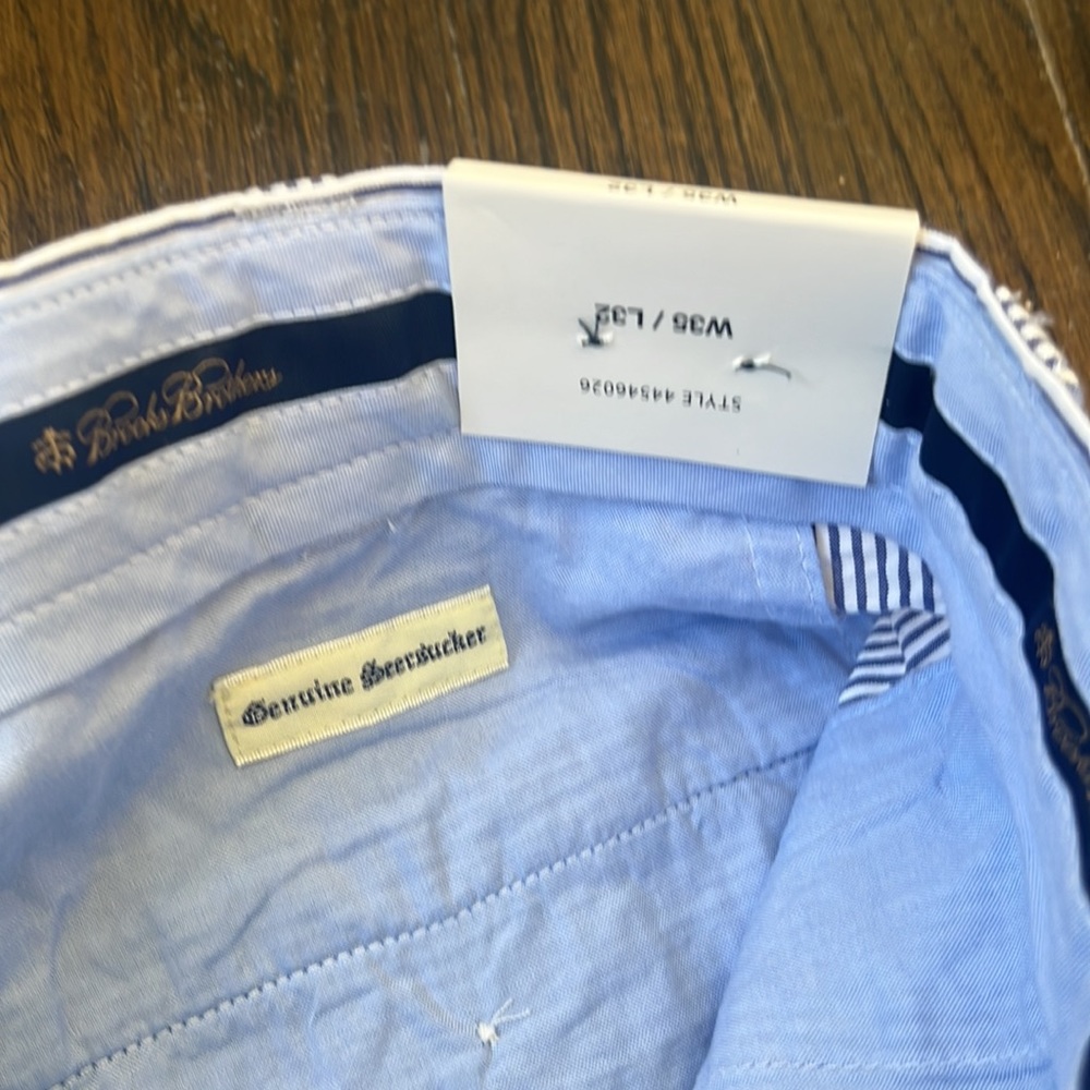 NWT Mens Brooks Brothers Elliot Blue Seersucker Pant W35 L32 - Picture 6 of 8